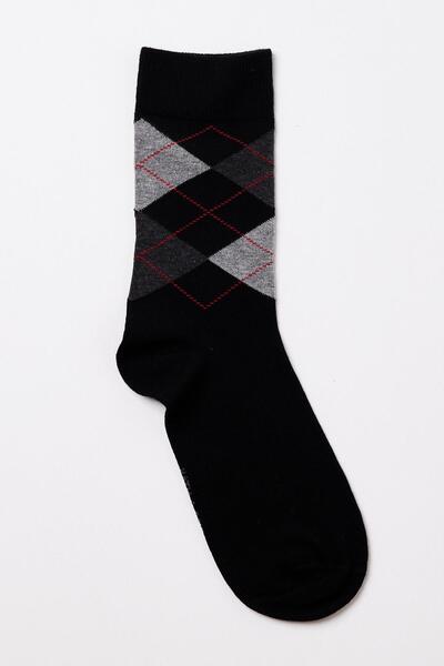 Katia&Bony Μαύρες ανδρικές κάλτσες - καρό σχέδιο