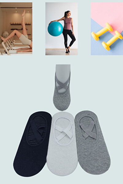 stellare Kadın 3 Çift Kaymaz Tabanlı Pilates Yoga Dans Bale Plates Kaydırmaz Çorap - Standart Beden