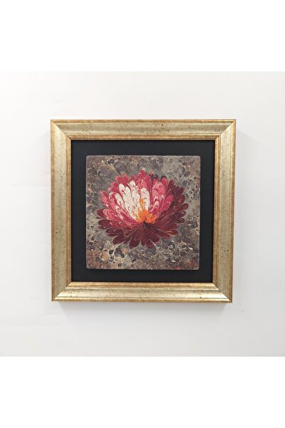 Ahsen resim çerçeve Tablou imprimat tematic cu artă Ebru pe piatră naturală î...