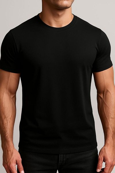 BYBÜLENT Men's Black Gray Turquoise Yellow Brown 100% Cotton Crew Neck 5 Pack T-Shirt T-Shirt