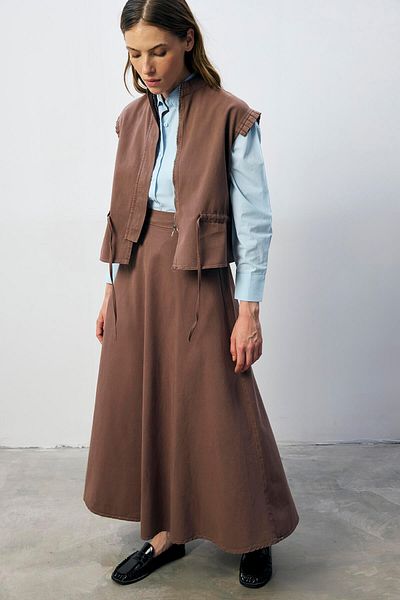 Touché Privé 100% Cotton Vest Skirt Suit
