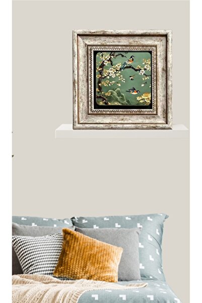 STONEVİVEART Kuşlar Doğal Taş Baskılı Tablosu 20x20Cm Duvar Aksesuarı