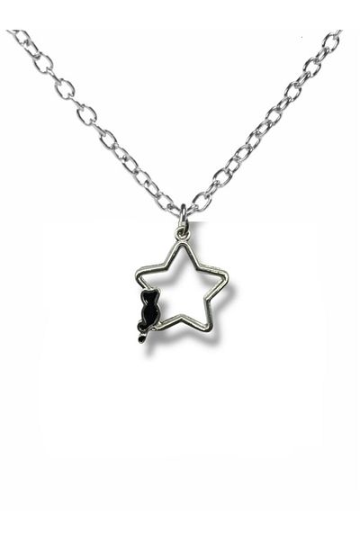 Herşey Nota Gothic Unisex Necklace with Star Star Cat Figure – the Meeting of Mystery and Magic