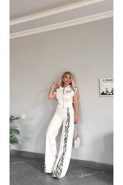 bonibon butikk Women's Quality Luxury Clothing Wide Leg Zipper Suit