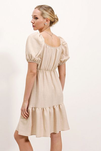 CCTWEAR Gathered Collar Flared Poplin Dress