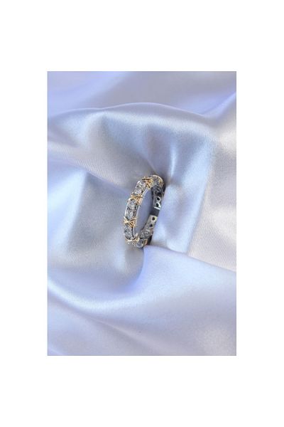 Skygo Silver Color Zircon Stone Gold Color Detail Xoxo Women's Ring - TJ-BYK2712