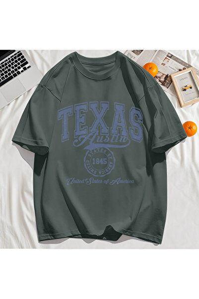 StartMore Y2K Vintage T-Shirt Tee Texas Usa 1845 Hollow Out Art Letter Print