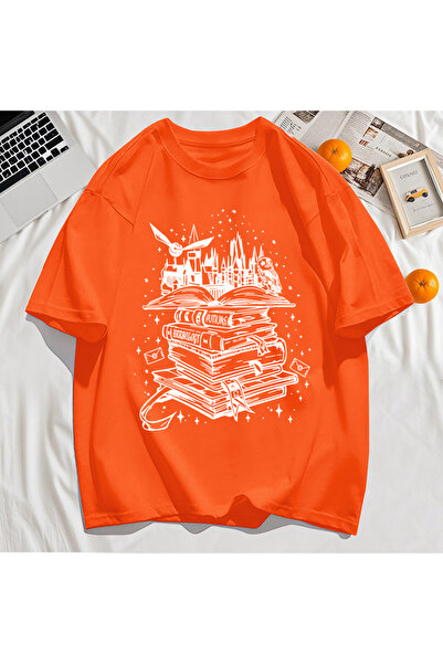 StartMore Y2K Vintage T-Shirt Tee Many Books and Flying Birds Print