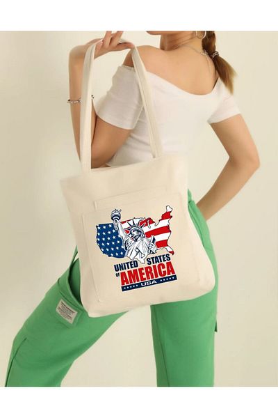 archiepet Geantă de umăr pentru tineret cu emblema imprimată SUA AMERICA