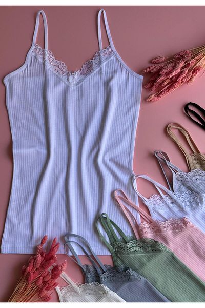 VicTroy Lacy |   8-Piece Cotton, Lycra Ribbed Women's Undershirt Set with Rope Straps