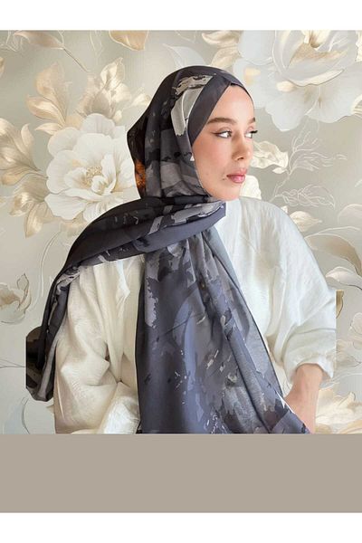 Freeista Dark Gray Ocean Pattern Lina Shawl 2507132034