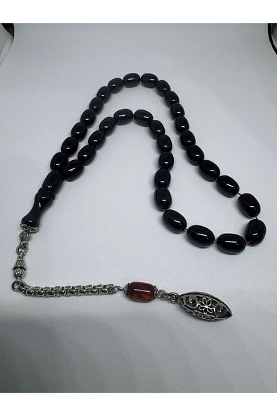 Tesbih Dünyası Blood Red Amber Prayer Beads Alpaca Tassel Collectible