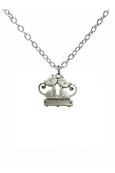 Herşey Nota Love Cats - Unisex Necklace with Cute Cat Figures - Romantic and Cheerful Design