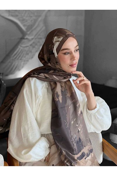 Freeista Dusty Brown Ocean Pattern Lina Shawl 2507132034