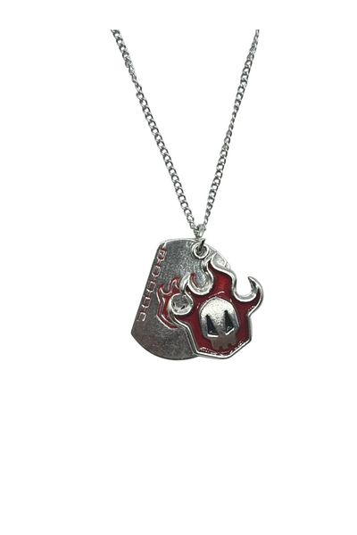 Herşey Nota Red Flame Patterned Bleach Tag Necklace with 60 cm Chain |   Unisex Anime Jewelry