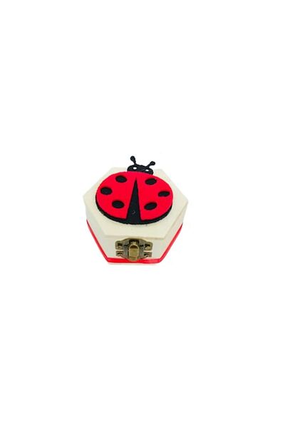 OEM Wooden First Hair Strand Box, Hexagon 7x4cm, Customized Ladybug