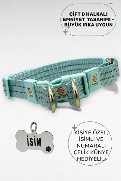 CARAMELOS REFLEKTÖRLÜ KÖPEK TASMA, ÇİFT KANCA BAĞLANTILI, KİŞİYE ÖZEL KÖPEK TASMASI. BÜYÜK IRK KÖPEK TASMASI,