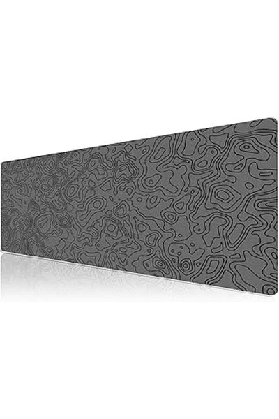 Mu Art Ahşap Klasse Pro - 3 Different Model Stitched Edge 120X60 cm Player Gaming Mouse Pad (Dark Gray Map Lines)