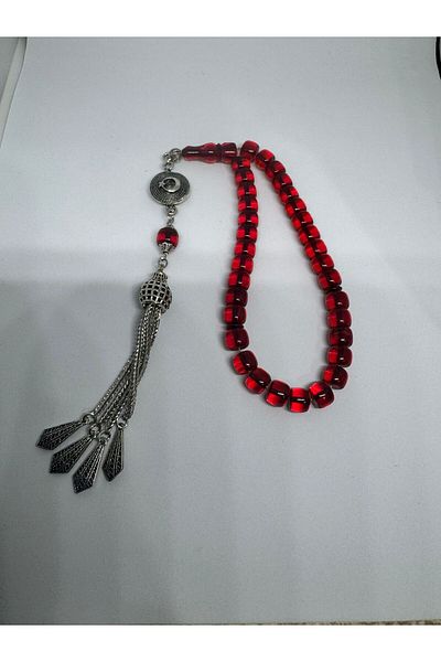 Tesbih Dünyası Turkey Flag Tassel Dice Amber Wrist Length Special Collectible Prayer Beads