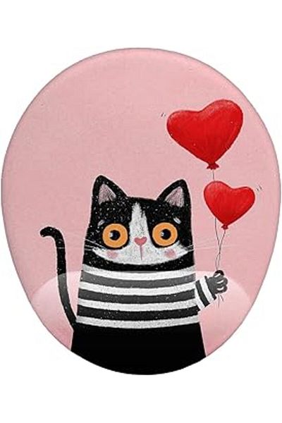Mu Art Ahşap Heart Balloon and Cat Mouse Pad