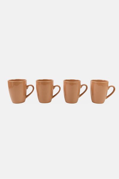 Maser Inoda 4 Pieces Ceramic Coffee Mug 420 ml, Chocolate