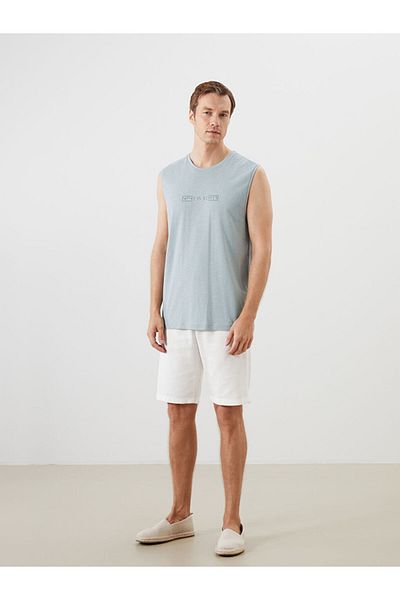 LC Waikiki Ανδρικές πιτζάμες με εμπριμέ χτενισμένο βαμβακερό λαιμόκοψη νέας σεζόν - S57257Z8