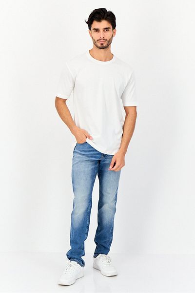 English Laundry Men Round Neck Short Sleeves Plain T-Shirt, Off White