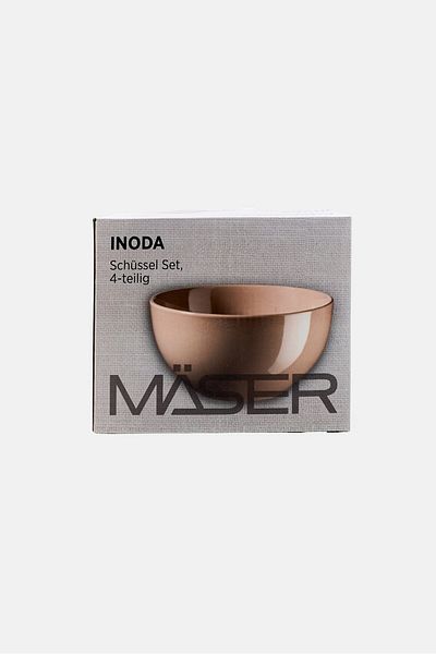 Maser 4 Pieces Round Bowl, Beige