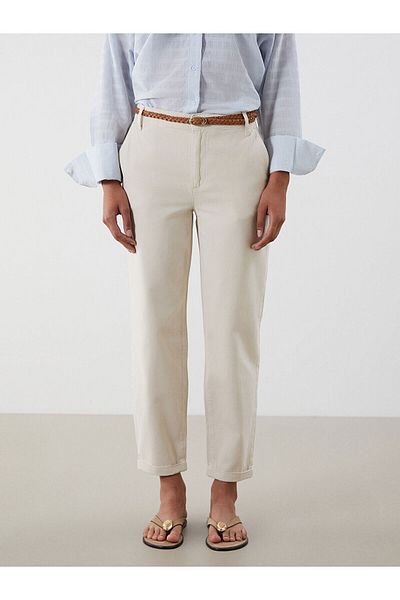 LC Waikiki Pantaloni de damă Carrot Fit cu centură în talie