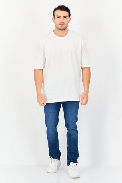 English Laundry Men Oversized Fit Round Neck Short Sleeves Plain T-Shirt, White