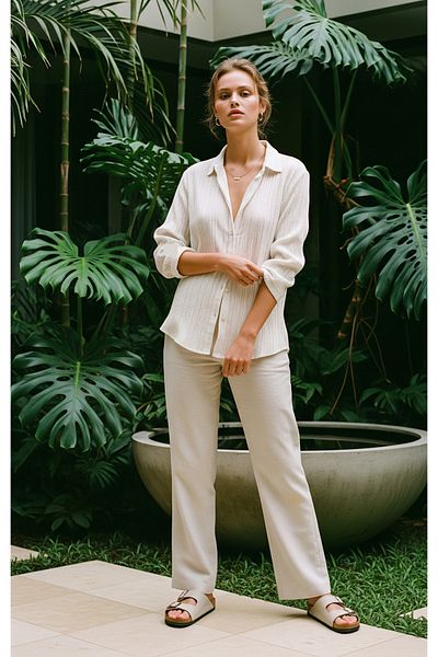 COMBİNE MİCHAİL New Season Women's Loose Cut Summer Shirt White