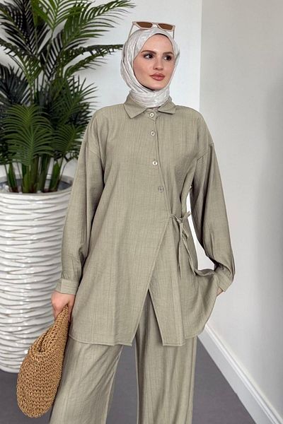 MERVEN AKYÜZ Narss Buttoned Trousers Suit Khaki