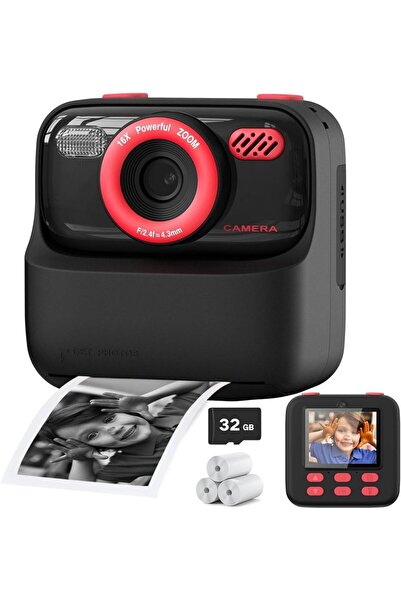 Choice7 كاميرا رقمية فورية للأطفال من أموروس باللون الأسود والوردي بدقة عالية...