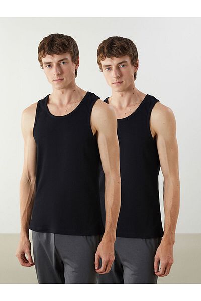 LC Waikiki Νέα σεζόν U Neck Combed Cotton Ανδρικό Σετ με 2 μπλουζάκια - S5LL58Z8
