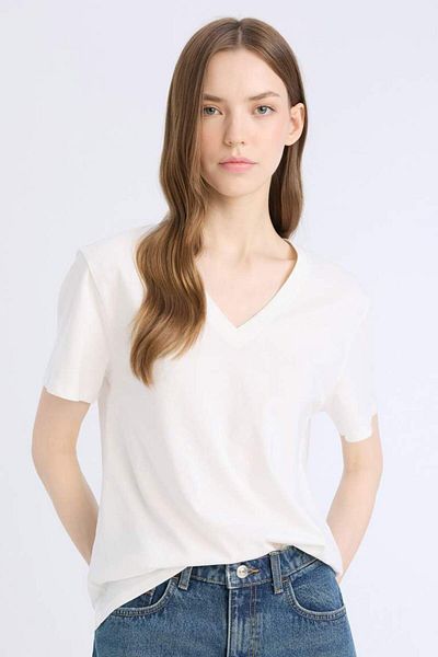 DeFacto New Season Regular Fit V-Neck Basic Solid Short Sleeve T-Shirt