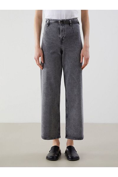 LC Waikiki Pantaloni de damă Wideleg Jean cu centură în talie