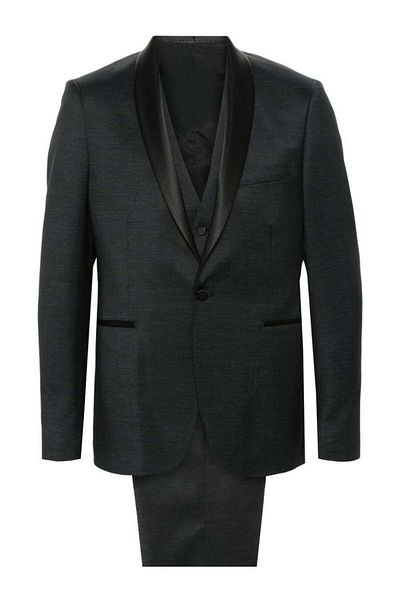 Tagliatore Tagliatore Single-Breasted Wool Blend Suit With Satin Lapels
