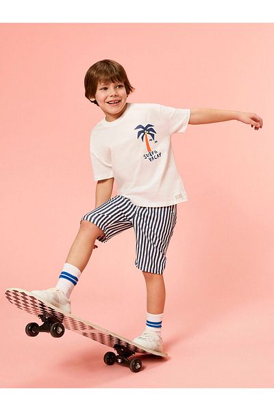 LC Waikiki Crew Neck Printed Boys' T-Shirts and Shorts 2-Piece