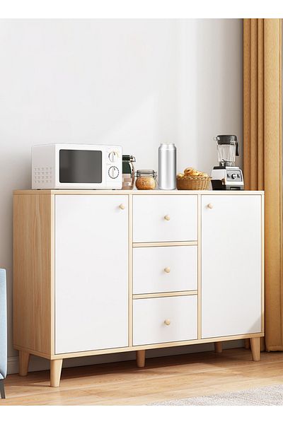 sharpdo Coffee Corner Kitchen Side Cabinet with Drawers and Sliding Doors, Large Storage Capacity