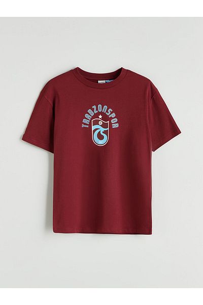 LC Waikiki Tricou pentru băiat cu decolteu roșu Trabzonspor imprimat