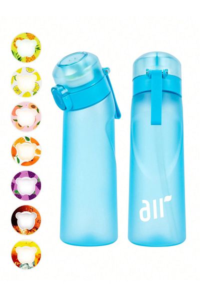 Choice 0.8L Blue 1pc Air Water Bottle With 1pc Random Flavor Pods Portable Transparent With Straw Leak Proo