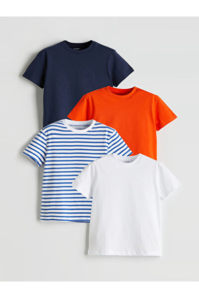 LC Waikiki LCW Bisiklet Yaka Basic Erkek Çocuk Tişört 4'lü