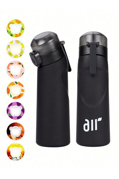 Choice 0.8L Black 1pc Air Water Bottle With 1pc Random Flavor Pods Portable Transparent With Straw Leak Pro