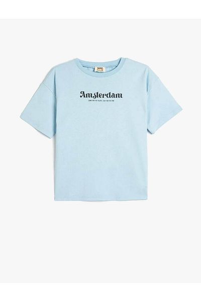 Koton Tricou oversize din bumbac cu mânecă scurtă cu imprimeu cu slogan