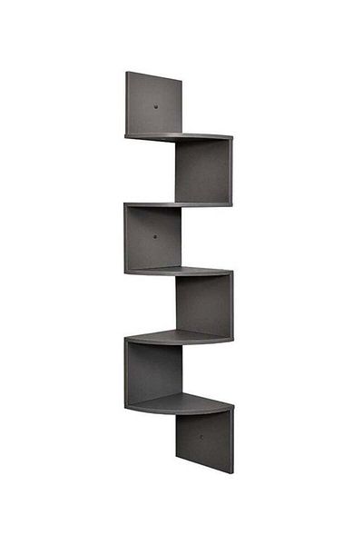 Raffine Greenco Wall Mount Corner Shelf Espresso 7.75x7.75x48.5inch