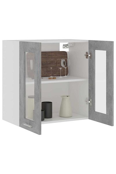 vidaxl Hanging Glass Cabinet Lyon Concrete Grey 60x31x60 cm Engineered Wood