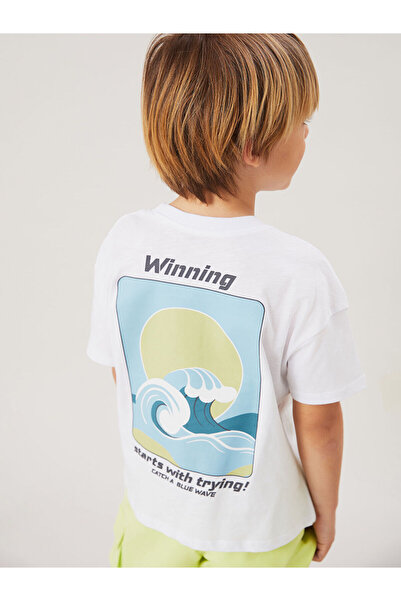 LC Waikiki Özmarka Νέας Σεζόν Παιδικό Μπλουζάκι για Αγόρια με Στάμπα Crew Neck