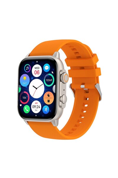 zyteq Ceas inteligent HK95, AMOLED de 1,96", apeluri Bluetooth, moduri sport, ritm cardiac/oxigen/tensiunii arteriale, IP68, 7 zile, portocaliu