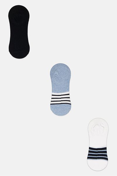 Rocawear Men 3 Pairs Printed Round Invisible Socks Set, Multicolor