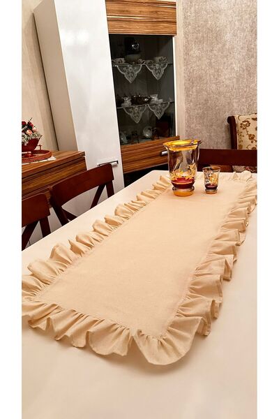 pamuce Pamuk Keten Fırfırlı Runner 40*150